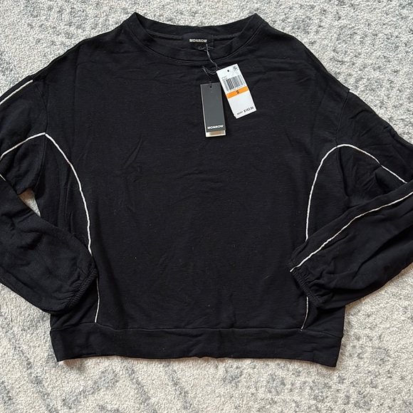 NWT Monrow Sweatshirt with Silky Piping - Picture 3 of 5